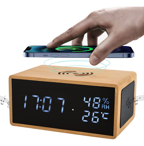Otgmpirex Reloj Despertador Digital De Madera Con Carga Inal