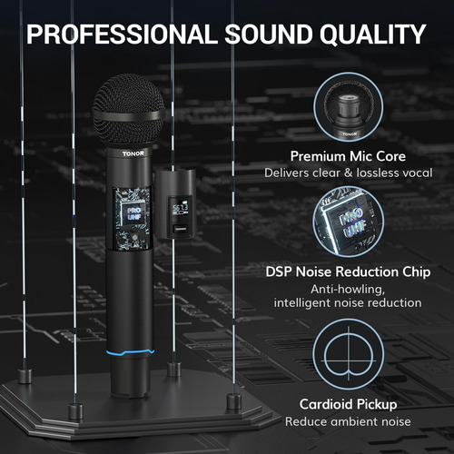 Micrófono Inalámbrico Tonor Tw720 Recargable Bluetooth Uhf