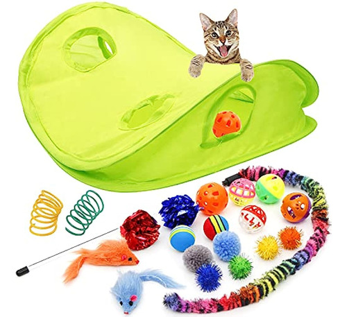 Youngever 18 Cat Toys Kitten Toys Surtidos, Cat Teaser Wand,