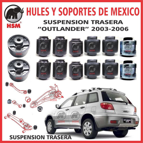 Imagen 6 de 7 de Kit Bujes Suspension Trasera Lancer 81mm 14pz 2007