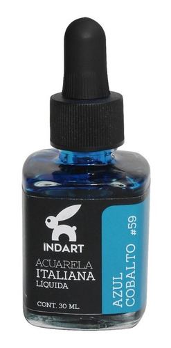 Acuarela Liquida Italiana Indart Frasco, Azul Cobalto 30ml.