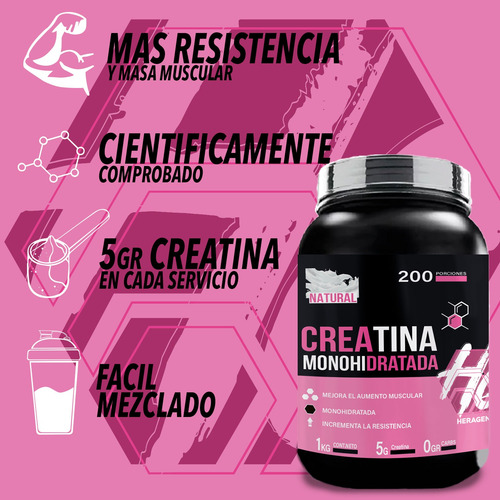 Heragen Creatina 1kg 200servicios Natural