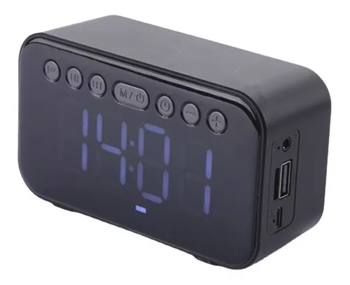 Despertador Altavoz Bluetooth, carga inalámbrica Despertador digital Reloj despertador  inteligente Radio Marrón Madera Personajes blancos JM Despertador