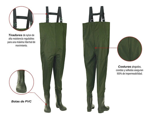 Imagen 3 de 9 de Wader Con Bota Pvc Water Vulcanizada