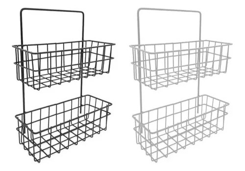 Imagen 3 de 5 de Organizador Colgante Dos Estantes Multiuso Metal Baño Cocina