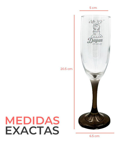 Copa Brindis Base Negra Personalizada Xv Años 8pz