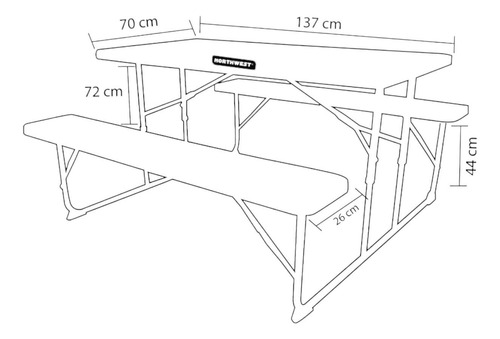 Set Mesa Y Bancos Plegables 137x70x72cm Diseño Madera Northw