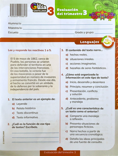 Guía Santillana 3 2024 - 2025 Pack 4 Libros Y Evaluaciones