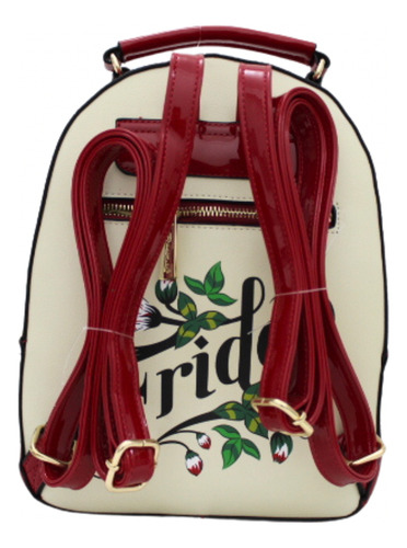Mochila Frida Kahlo Para Mujer Backpack Beige Floreado