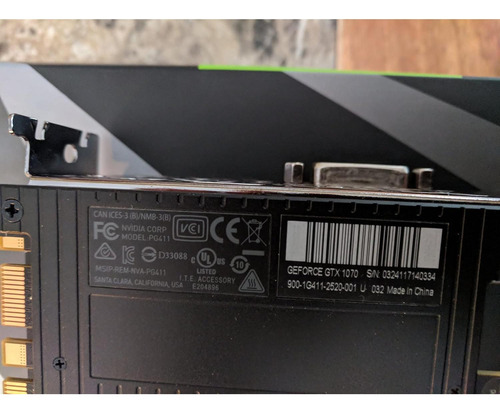 Tarjeta Gráfica Nvidia Geforce Gtx 1070 8gb Gddr5 Vr