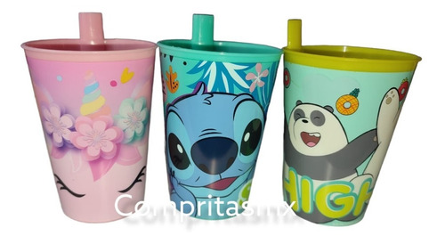 Vaso Entrenador Con Popote Remate Unicornio Stich