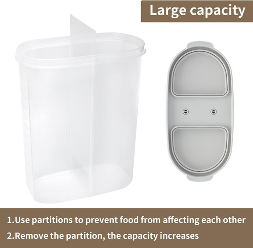 Contenedores De Cereales Sin Bpa De 2.6l, Caja 2 En 1, Tapas