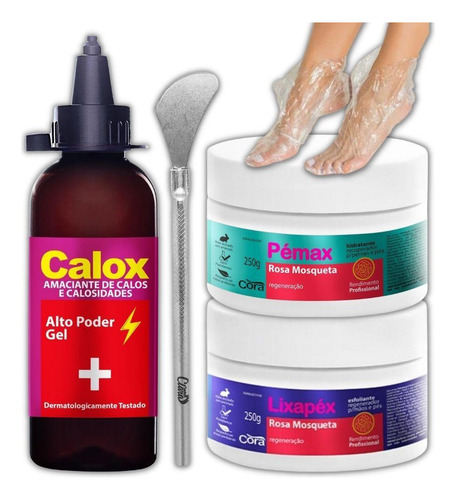 Kit Spa Dos Pés Cora Calox Gel Lixapéx Pémax Bisturi Botinha