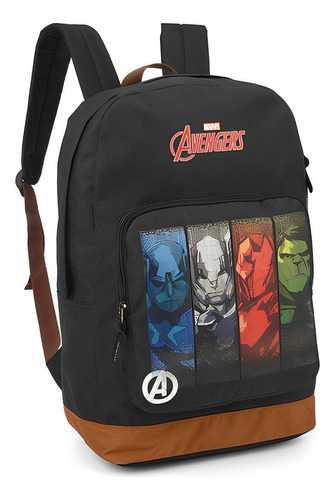 Mochila Escolar Juvenil Masculina Avengers - Marrom