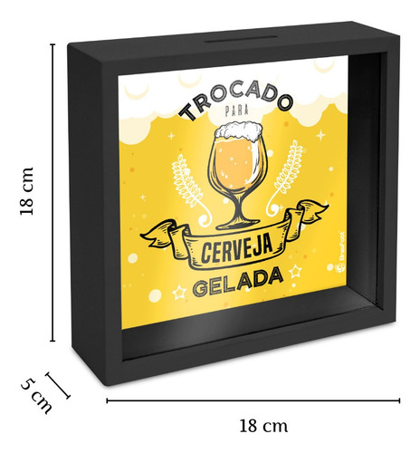 Quadro Decorativo Guardar Dinheiro P/ Cerveja Madeira Vidro
