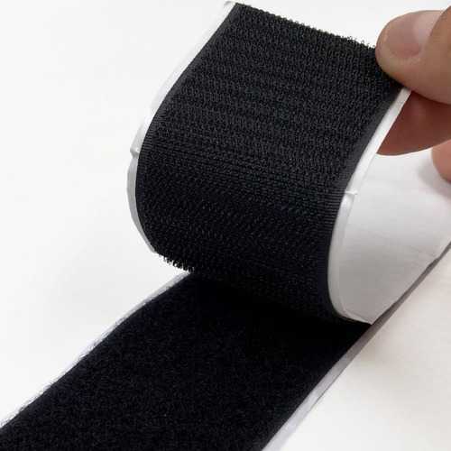 Fita Fecho De Contato Adesivo Dupla Face Preto 50mm X 6 Mts