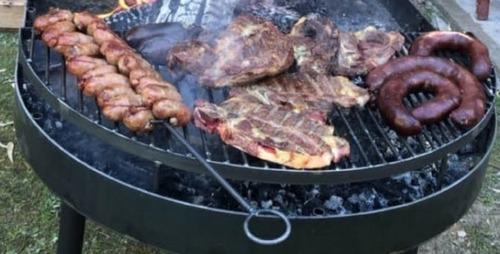 Parrilla Móvil Indel 100x50 Cm - Medio Fogonero Medialuna Hierro
