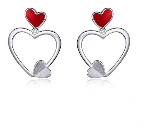 Aros  Corazón Rojo Plata 925 / Canale Donna