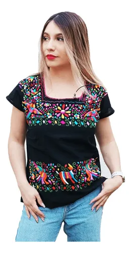 Blusa Dama Tenango Bordada Artesanal Mexicana