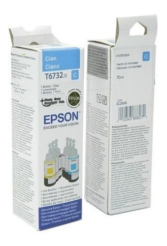 Tinta Epson Color Cian T6732 70ml Para Impresoras L800/l1800