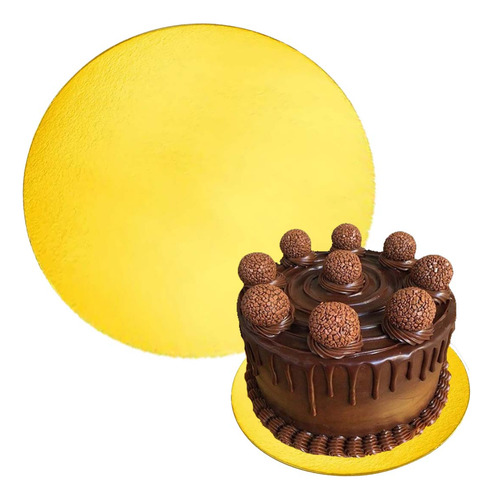 Prato Laminado Cakeboard Dourada Com 18,5cm Regina Festas