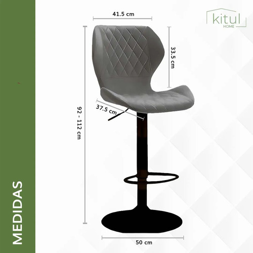 Set 2 Bancos De Cocina Alur Barra Silla Taburete Alto Cómodo Color Gris Oscuro
