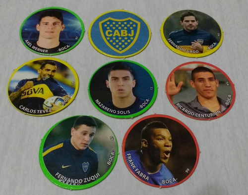 8 Figuritas Futbol Redondas Boca Juniors 2016 Primera Div.