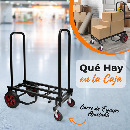 Pyle Pkeq48 Equipo Carro De Mano Profesional Ajustable Plegable 8 En 1 color Negro