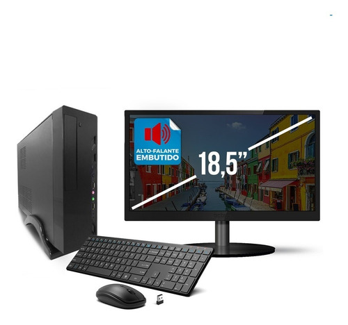 Imagem 1 de 2 de Pc Intel I3 4gb Ssd120 Teclado S Fio Windows Monitor C Som