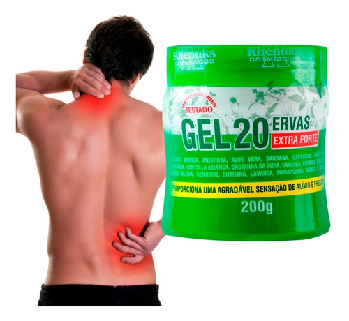 Gel masajeador corporal para dolor muscular de Rhenuks, 20 hierbas extra fuertes en tarro de 200 ml/220 g