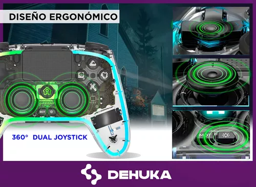 Joystick Para Pc Bluetooth Inalámbrico Led Rgb Gamer Dehuka