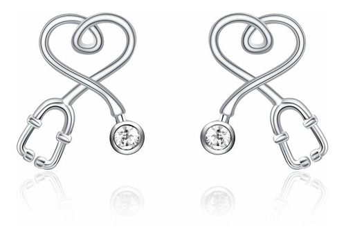 Aretes De Enfermera Con Forma De Corazón, De Plata De Ley,.