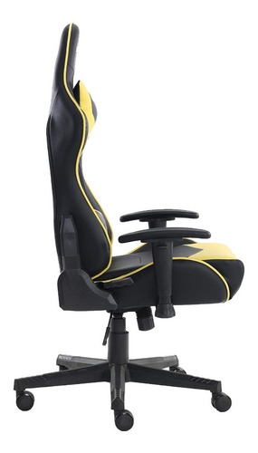 Silla Gamer Ergonómica Reclinable Ocelot Gaming OGS-02 de piel sintetica negra con amarillo brazos 2D piston clase 4 soporta hasta 150 kg con cojin lumbar y cervical