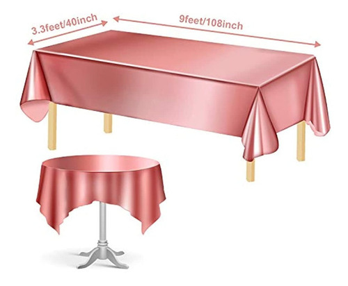 Mantel para decoración de Mesa de Fiesta de Oro Rosa Juego de 2 manteles de Papel de Aluminio de Color Oro Rosa Mantel de plástico Brillante 101,6 x 274,3 cm Aneco Mantel de Fiesta 
