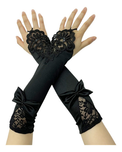 2 Pares De Guantes De Encaje Con Lazo Y Gancho For Los Dedos