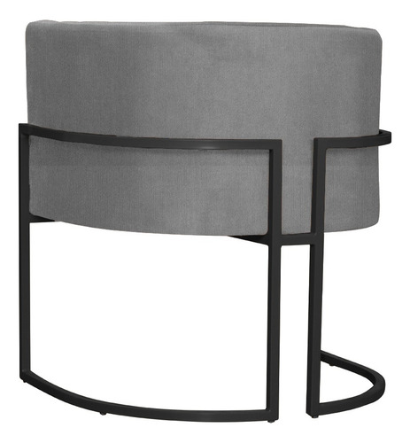 Poltrona Decorativa Luana Base Em Metal Preta Suede Cores Cor Cinza