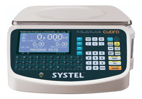 Balanza Systel Cuora Max Usb 15 Kg Sin Mastil Etiquetas