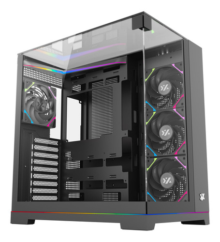 Gabinete Xyz Tesseract Argb 4 Fans Controller 3d Glass Dual Chamber Usb C