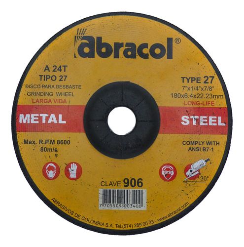 Disco De Corte Para Metal Abracol 7 