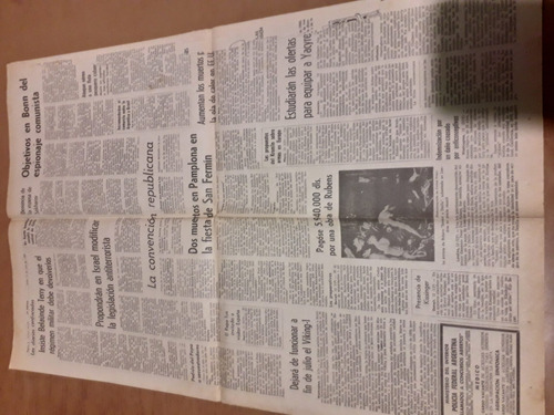 Tapa Diario La Prensa 14 07 1980 Huracán San Lorenzo Reagan (Usado)