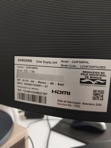 Monitor Gamer Curvo Samsung F390 Séries C24f390fh Led 24 Preto (Usado)