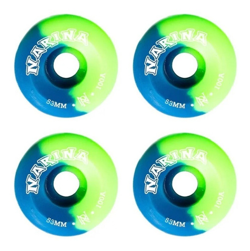 Roda Narina Rajada Verde Azul Skate - Varios Tamanhos