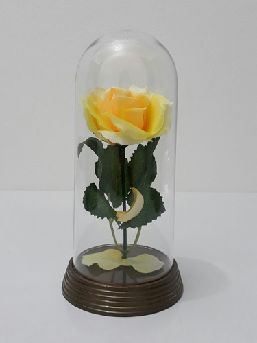 Presente Romântico Cúpula Redoma A Bela E A Fera 15 Cm Cor Amarelo