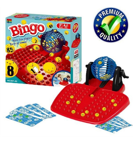 Juego De Bingo Con Biombo Y Tablero 90 Números 48 Cartones