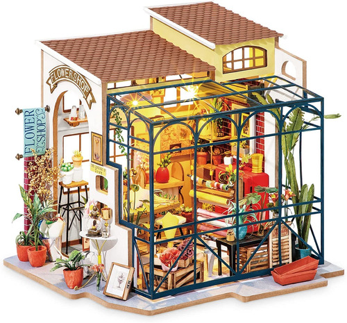 Kit De Casa De Muñecas En Miniatura Diseño De Tienda Flores