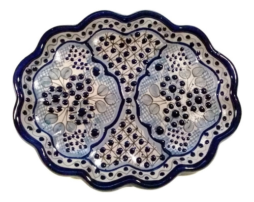 Charola Concha De Talavera Poblana Barroca 27 Cm Flores #8