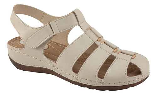 Sandalia Confort Cuña Pescador Shosh Latte Mujer 3138