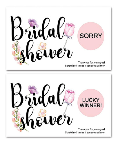 50 Bridal Shower Scratch Off Game Cards, Bride Shower Party 