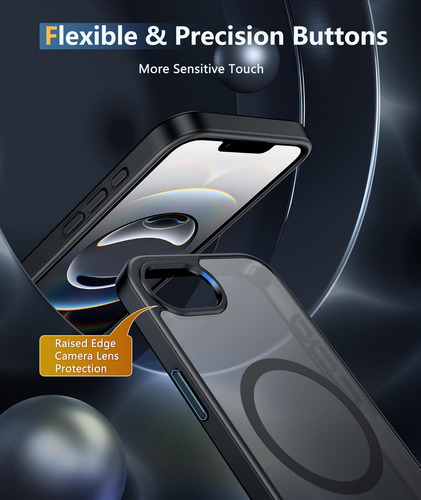 Funda Magnética Translúcida Para iPhone 16e 16 Pro/plus/pro Max 16 | Resistente A Caídas Militares | Funda Delgada Antideslizante Mate