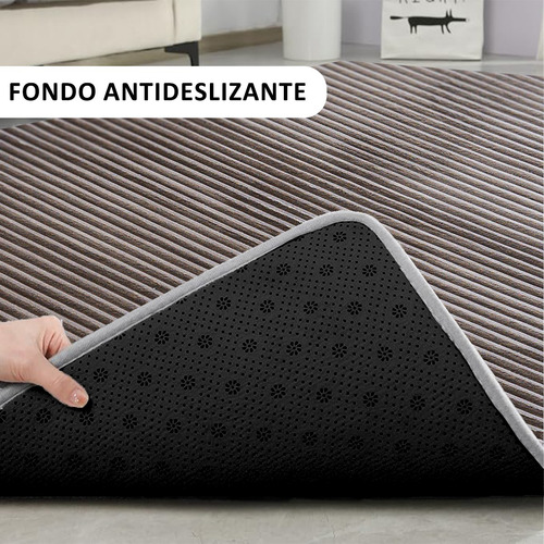 Alfombra De Felpa A Rayas Para Salón/dormitorio 200x140cm 2 M 1.4 M Franela Café